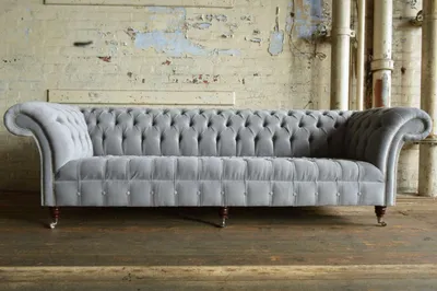 Produktbild von klassische Chesterfield Sofa 4 Sitzer Sofas Couchen Leder Grau Design Polster
