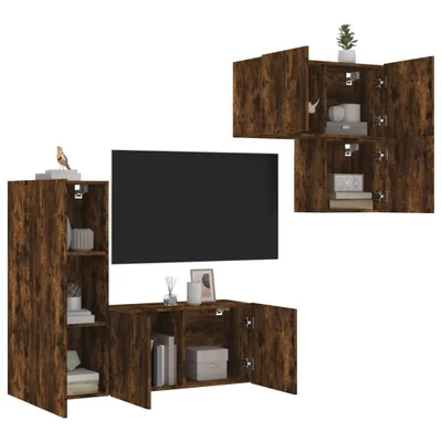 Produktbild von 4-tlg. Wohnwand Räuchereiche Holzwerkstoff 3216432