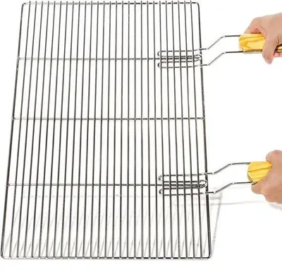 Image de Grille de barbecue en acier inoxydable de 60 x 40 cm avec poignées