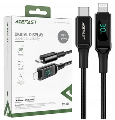 Zdjęcie produktu dla ACEFAST C6-01, 1,2 m, Lightning, USB C, Męska, Męska, Czarny