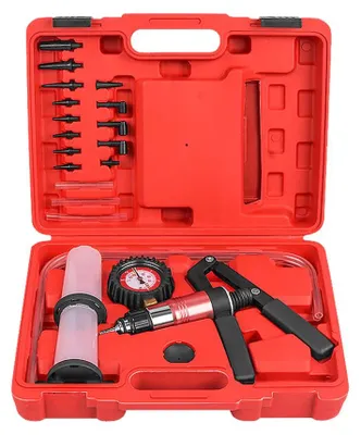 Image de Kit de purge des freins automobile - Pompe à vide manuelle - Purgeur de liquide de frein - Extracteur de liquide de frein - Outil de test d'huile - Avec mallette de rangement