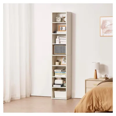 Produktbild von Bücherregal mit 8 rechteckigen Fächern und höhenverstellbarem Regal, 180 cm hohes Standregal aus Holz in Weiß