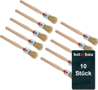 Produktbild von KOTARBAU® 10er Set Rundpinsel 25 mm Ringpinsel Lasurpinsel Lackierpinsel Malerpinsel Holzpinsel für Renovierungsarbeiten