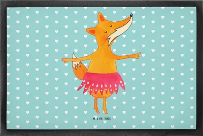 Produktbild von Mr. & Mrs. Panda Schmutzmatte Fuchs Ballerina 50 x 75 cm - Türkis Pastell - Geschenk, Schmutzfangmatte, Fußabtreter, Sauberlaufmatte, Einladung, Geburtstag, Türvorleger