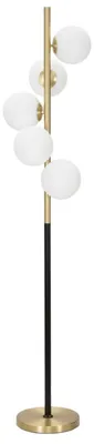Immagine prodotto di Lampada da Terra Glamy Dark 5 Luci - Piantana Minimal in Metallo Oro e Nero con Vetro Bianco - Altezza 160 cm
