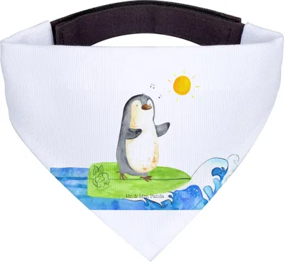 Produktbild von Mr. & Mrs. Panda Hunde Tuch Pinguin Surfer - Weiß - Geschenk, Motiviert, Hawaii, Portugal, Halstuch Hund, Urlaub, für, Bandana, Dreieckstuch, Optimistisch