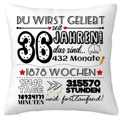 Produktbild von Geschenkideen für eine 36-jährige Frau/einen 36-jährigen Mann, Geburtstagsdekoration, dekorative Kissenbezüge für Mama, Papa, Schwester, Ehefrau, Freundin (45 x 45 cm)