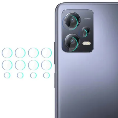 Productafbeelding van 3mk Hybride glazen lensbescherming voor de camera van de Redmi Note 12 Pro. Beschermt de camera lens. 0,16 mm dik, hardheid 6H. (4 stuks)