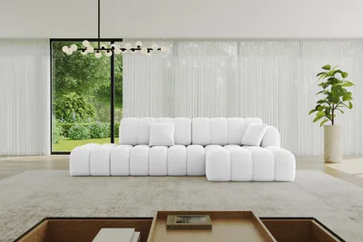 Produktbild von ALTDECOR Ecksofa mit Schlaffunktion und Bettkasten OLEA-L2-S - 321x164x75cm Weiß - Corner Sofa Eckcouch Couch L-Form, links/rechts angeordnet Schlafcouch Ausziehbar Wohnlandschaft