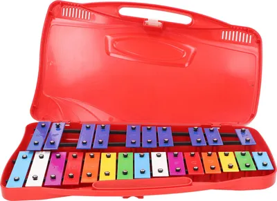 Produktbild von Percussion-Musikinstrument, bunte Metalltasten, Handklopfen, Klavier, pädagogisches Entwicklungsspielzeug, Rot