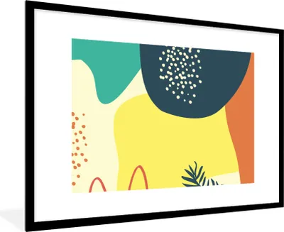 Produktbild von MuchoWow® Gerahmtes Poster Sommer - Formen - Abstrakt 90x60 cm - Poster mit Schwarzem Bilderrahmen Wandposter Rahmen Foto Bilder - Wanddekoration - Fotos