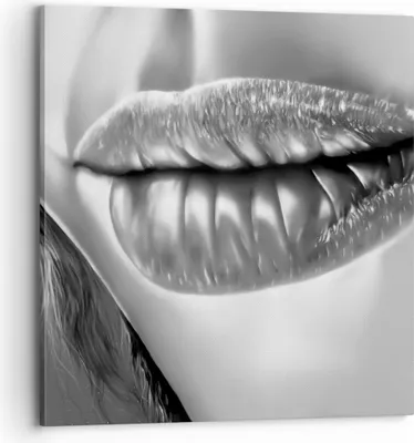 Produktbild von Bild auf Leinwand - Leinwandbild - Lippen Gesicht weiblich Lippenstift - 70x70cm - Wand Bild - Wanddeko - Leinwanddruck - Bilder - Kunstdruck - Leinwand bilder - Wandkunst - AC70x70-2266