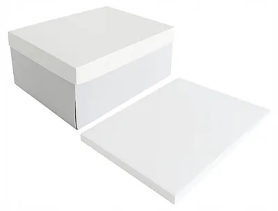 Produktbild von EkoForemki Tortenunterlage mit Kuchenbox, weiß, rechteckig, groß, Set