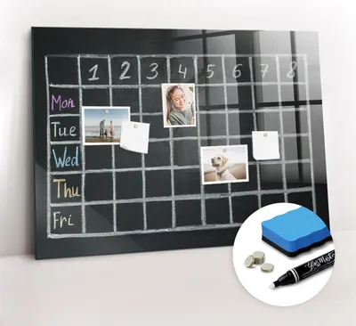 Produktbild von Magnetische Wandtafel - Weißer Marker + Schwamm + Magnete 100 x 70 cm - Lektionsplan