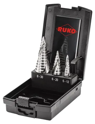 Produktbild von RUKO Stufenbohrer-Set WN HSS 3-tlg in Rosebox FLOWSTEP