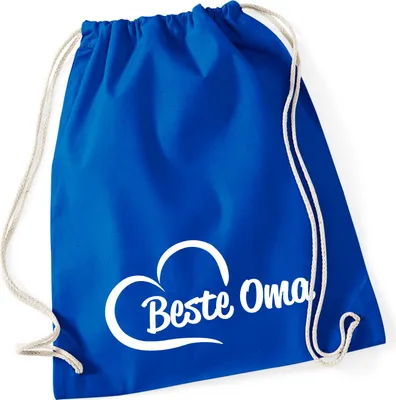 Produktbild von Huuraa Turnbeutel Beste Oma Herz 12 Liter Bright Royal Baumwolle Rucksack Geschenkidee