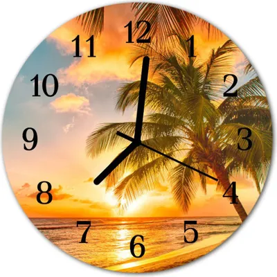 Produktbild von Glasuhr Wanduhr Küchenuhr Echt-Glas 30fi cm Sonnenuntergang orange
