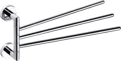Produktbild von BOMEGA Handtuchhalter 3 Fach schwenkbar Messing Chrom poliert 450x195x55 mm für Bad & Küche >> zum Bohren oder Kleben