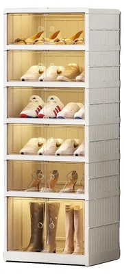 Image de Étagère à chaussures, design pliable, montage facile, BLANC