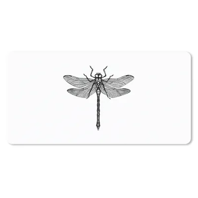 Produktbild von MuchoWow® Mauspad Mousepad Libelle - Insekten - Retro - Schwarz und weiß 60x30 cm - Mousepads - Maus Mat - Pad - Mausunterlage - Nachhaltig