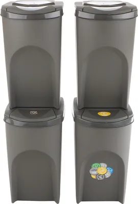 Image de Prosperplast Sortibox Poubelle Système de tri des déchets Poubelle 4x35L, Gris