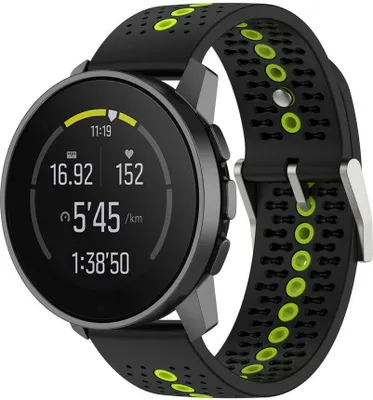 Produktbild von Strap-it Suunto 9 Peak Silikonarmband (Schwarz/Gelb)