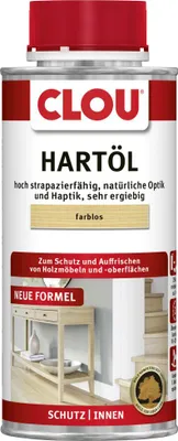 Produktbild von Clou Hartöl farblos 250 ml, hoch strapazierfähig, wasserabweisend, für innen, für Kinderspielzeug geeignet