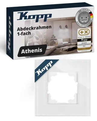 Produktbild von Kopp ATHENIS Glas-Abdeckrahmen Weiß 1-fach 99x99mm für Steckdosen & Schalter