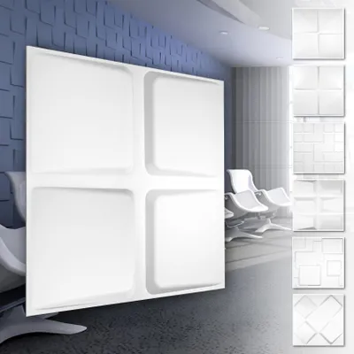 Produktbild von 3D Wandpaneele aus PVC Kunststoff - weiße Wandverkleidung mit 3D Optik - Cube Motive