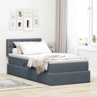 Produktbild von "Schlussverkauf" Aufbewahrungsbett - für 1 Person - mit Matratze - Dunkelgrau 100x200 cm Samt  C609