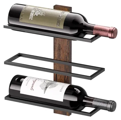Weinregal Wandmontage für 3 Flaschen, Holz & Metall