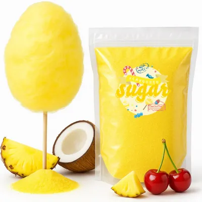 Produktbild von Zuckerwatte Zucker mit Geschmack Pina Colada Gelb farbiger Aromazucker 100g für die Zuckerwattemaschine