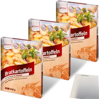 Produktbild von Grocholl Bratkartoffeln Zwiebel&Schinken 3er Pack (3x400g Packung) + usy Block