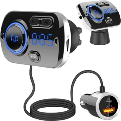 Produktbild von REVENTO® G-60 Auto Bluetooth FM Transmitter, Drahtloser Radio Kfz-Empfänger Adapter mit Freisprecheinrichtung, Faste Dual USB