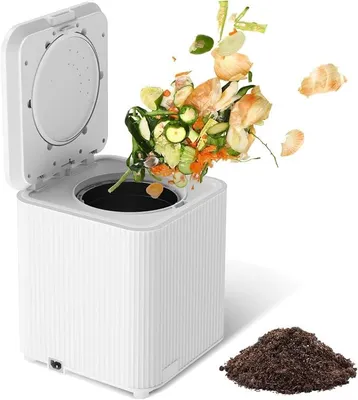 Productafbeelding van Elektrische composteerder, 3,5 liter, voor voedselafval in de keuken, slimme compostbak voor voedselresten, zet voedselafval om in compostmest, wit