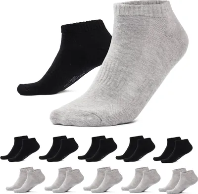 Produktbild von MOUNTREX® Sneaker Socken Damen & Herren (10 Paar) - Weich & Elastisch - Handgekettelte Spitze - Kurze Socken, Sneakersocken - Schwarz & Grau, 39-42