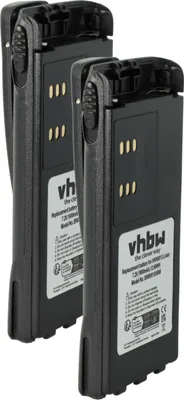 Produktbild von vhbw 2x Akku kompatibel mit Motorola GP280, GP240, ATS2500, GP1280, GP140, GP320 Funkgerät, Walkie Talkie (1800 mAh, 7,2 V, Li-Ion) + Gürtelclip
