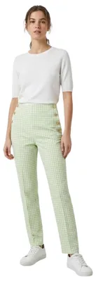 Image de Pantalon à carreaux vert Zara, taille haute, pour femmes, taille XS