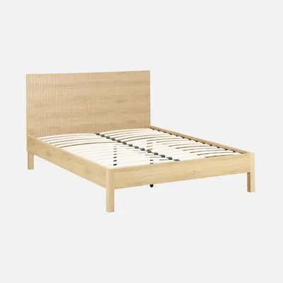 Produktbild von sweeek - Bett mit Lattenrost und Kopfteil 160x200cm Holzdekor - Natur