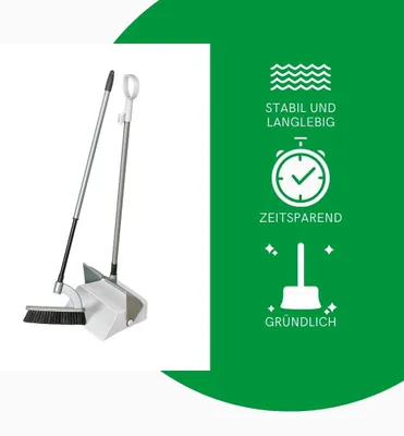 Imagen del producto de Novaliv, juego de 4 escobas "Combi" de alta calidad, fabricadas en metal (120 cm de largo) - diseño ergonómico. Incluye: escoba con recogedor y recogedor con mango largo