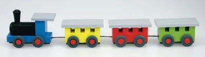 Imagen del producto de Juguete de madera, tren de madera con 3 vagones, de colores, dimensiones: 18x3 cm. Nuevo