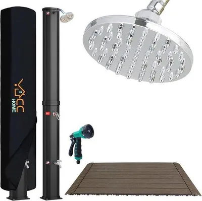 Productafbeelding van Zonnedouche 35L met WPC Basis - Buitendouche met Warm Water voor Tuin en Zwembad