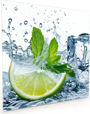 Produktbild von Küchenrückwand Spritzschutz Glas mit Motiv Limettenspritzer 40 x 40 cm