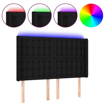 Obrázok produktu pre vidaXL LED čelná doska čierna 147x16x118/128 cm Látka