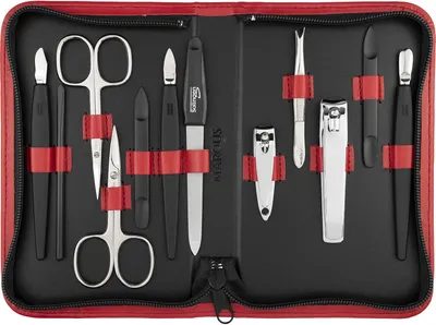 Produktbild von marQus Solingen Maniküre-Set 12-teilig – Kunstleder-Etui – Rot