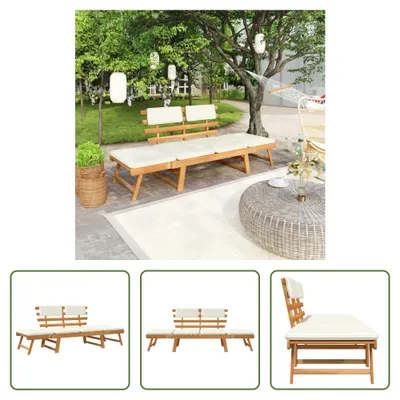 Zdjęcie produktu dla The Living Store Ławka ogrodowa 2 w 1 z poduszkami 190 cm lite drewno akacja