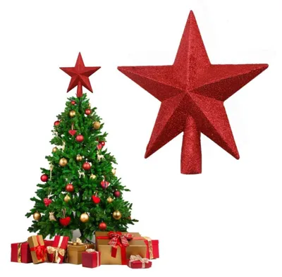 Immagine prodotto di Punta per albero di Natale a forma di stella, in plastica, colore rosso, 20 cm