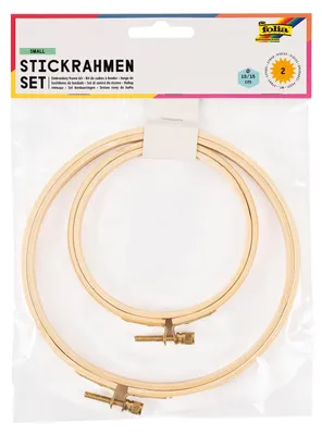 Stickrahmen-Set, 2 runde Holzringe, 10 und 15 cm, für Kreuzstich