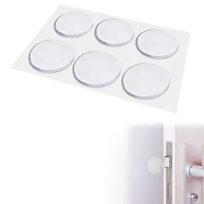 Image de Butées de porte rondes et transparentes, 40 x 10 mm, tampons en caoutchouc autocollants pour murs, poignées de porte, charnières, protection murale, butées de porte en silicone, amortisseurs pour salle de bains, murs, poignées de porte, portes