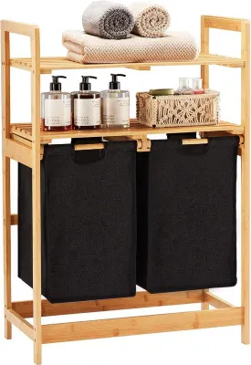Produktbild von Bambooeinrichting mit 2 Ausziehbügeln - schwarz - 93 x 64 x 33 cm